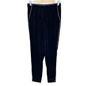 Lafayette 148 Black Velvet Elastic Waist Pull-On Tuxedo Track S Pant MSRP $598
